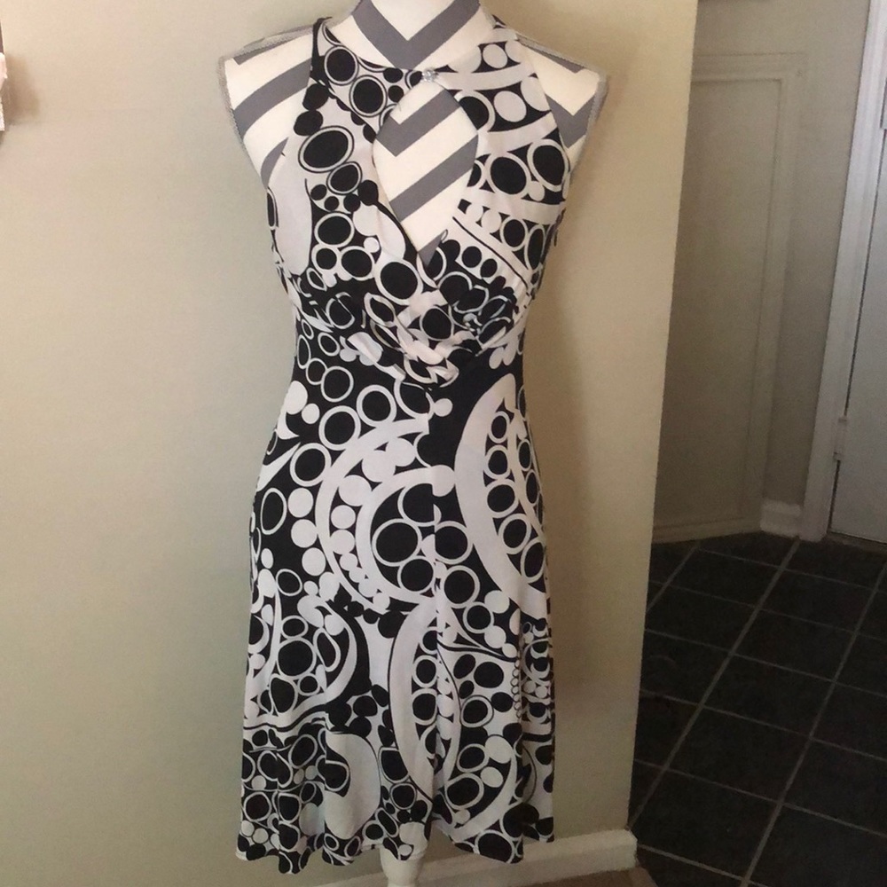 Arden B Dress 100% Silk Black & White SZ S